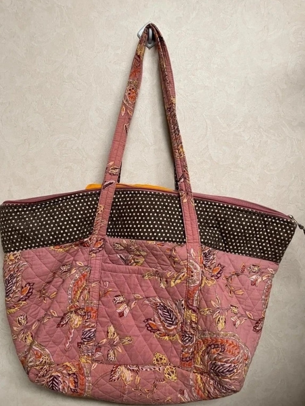 Quilted Floral Tote Bag in Dusty Pink